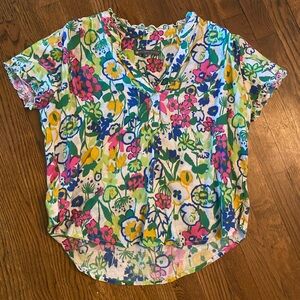 Elliott Lauren Floral, Linen, Short Sleeve Top